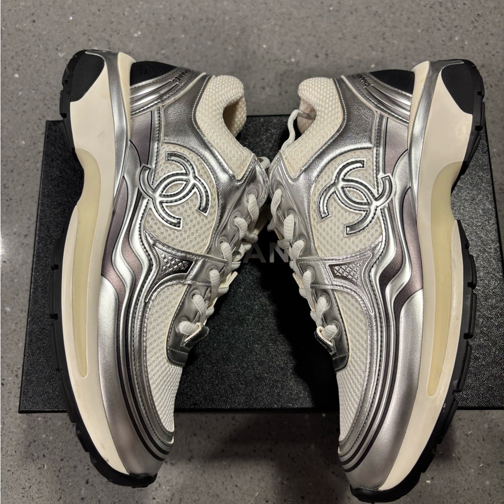 CHANEL Silver Mesh Sneakers - Picture 3 of 14